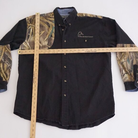 Roper Range Gear Advanced Wetlands Camo Ducks Shooting Patch Button Shirt L - Picture 3 of 10